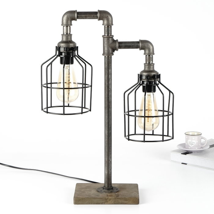 Opviq Lámpara de Mesa Industrial en Hierro Negro